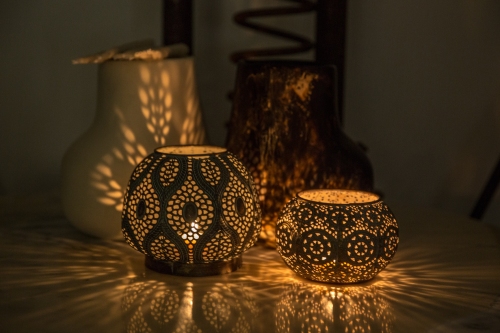 Moroccan Lanterns - casting beautiful patterns on the table surface and surrounding objects